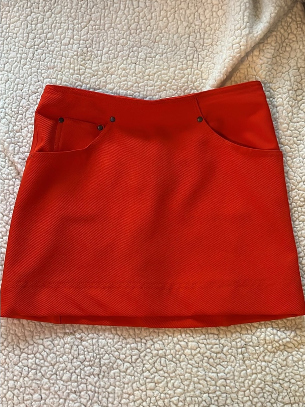 Urban Outfitters Bright Red Mini Skirt with Rivet-Trim Pockets